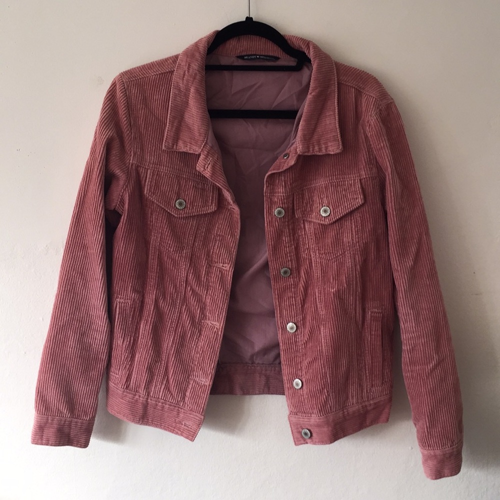 pink corduroy jacket from brandy melville